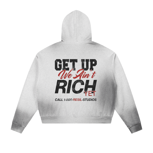 Sun Fade Frayed Raw Edge Fleece Zip Hoodie