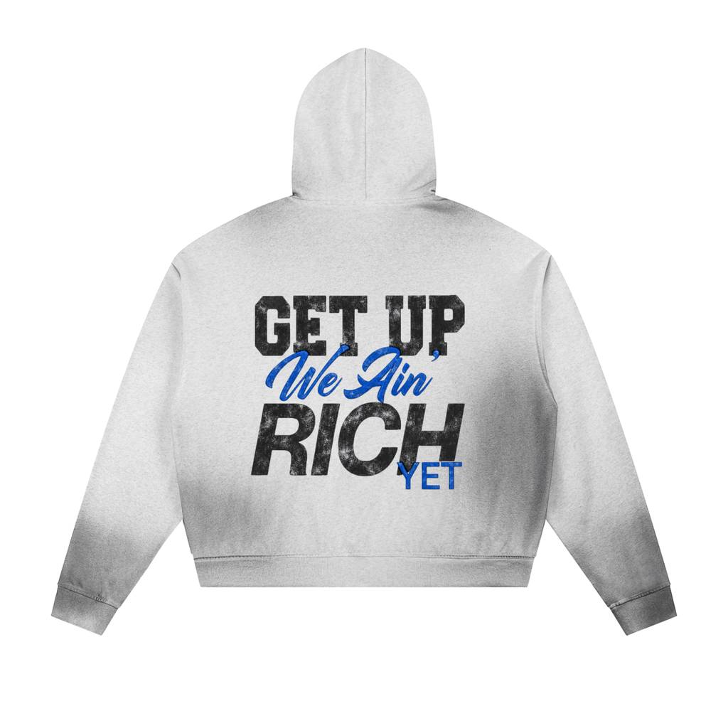 Sun Fade Frayed Raw Edge Fleece Zip Hoodie